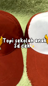 topi merah sd seragam sekolah logo tutwuri bordir topi sekolah dasar