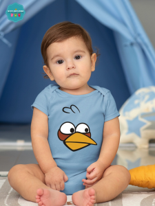 Baby Character Onesies with Name Back Print - AB PowderBlue