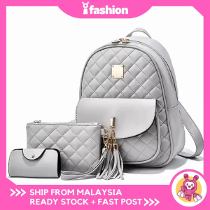 iFASHION 1585 READY STOCK 2 IN 1 Woman Crossbody Sling Shoulder Backpack Letter Pack Large Capacity Bag Beg Wanita Perempuan Sling