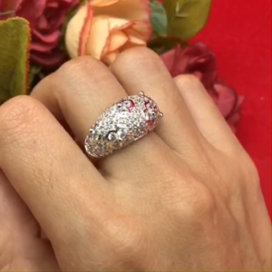 แหวนเงินฝังเพชร ลายดอกไม้ งานสวย เสริมบารมี ใส่ได้ทุกโอกาส แหวนแฟชั่น เรียบหรู งานชุบ พร้อมส่ง