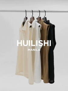 HUILISHI Korean hollow fashion mens waistcoat lapel sleeveless plain polo/T-shirt