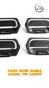 Paket Outer Cover Door Handle Pegangan Pintu Xenia & Avanza Tahun 2004 - 2011 TRD Glossy Carbon
