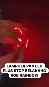 (PAKET HEMAT) Lampu Depan Motor LED 2 SISI H6 plus Lampu Stop Belakang 21 Mata Rainbow RGB Flash Kedip Running Semua Motor Universal WJY55