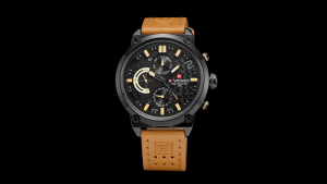 NAVIFORCE Original Watch for Man Waterproof 2024 Casual Watches Brown Leather Multifunction Double Calendar with 24 Hours Display Quartz Wristwatch NF9068