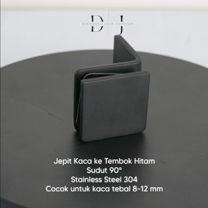 Jepit Kaca Tembok Hitam Sudut 90° Stainless Steel 304