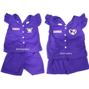 Set Anak Ruffle / Setelan Anak Perempuan RIB Motif Kuromi Hello Kitty Cinnamorol