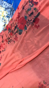 Vải Voan Cam Ina Hoa Khổ 1m5 - Chất Mỏng Rũ Mềm Giãn Nhẹ 2 Chiều Cần Lót - May Áo Dài Áo Kiểu Váy Đầm