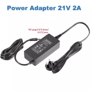 Ac To Dc Power Adapter 21V 2A AC to DC 5.5 x 2.1 / 2.5MM UK 3PIN Plug with Blue LED Indicator For CCTV / LED Strip Light/TOY CAR CHARGERS