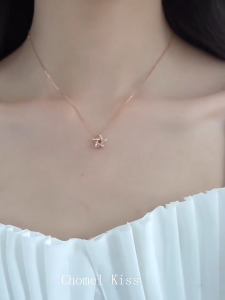 CHOMELSingapore Pentagram necklace for women no rusting rantai leher perempuan chain diamond simple pendant 项链女韩版ins