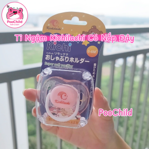 Ti giả ti ngậm silicone Kichilachi có nắp đậy chống vẩu núm ti giả cho bé thông khí chỉnh nha