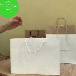 Combo 50 túi giấy kraft có quai cao cấp nhật bản Túi giấy xi măng bảo vệ môi trường túi kraft đựng quà tặng túi đựng quà