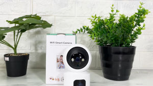 CM-H15 กล้องวงจรปิดอัจฉริยะไร้สายหมุนได้ เลนส์คู่สีเต็ม WiFi 4MP 1080P ICam365