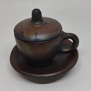 Cangkir Teh Poci Gelas Tanah Liat Gerabah + Tatakan - 120 ml - 7 cm