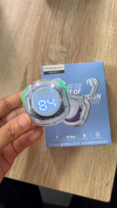 หูฟังบลูทูธไร้สาย ตัดเสียงรบกวน กล่องใส สีพาลเทล หูฟังไร้สาย ใช้ได้ทุกรุ่น บลูทูธ 5.3 หูฟัง มีแบตในตัว