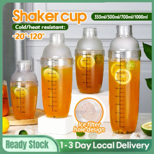 Shaker Cup Bartender Utensil Shaker Cup With Scale Squish Lemon Juice Fruit Masher Cocktail Shaker Drink Mixer 500ml 700ml 1000ml Shaker 刻度雪克杯