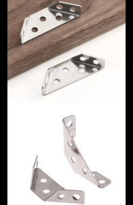 Bộ 4 Bas Ke Góc 90° Hình Thang Cân 6x2x2cm Có Sẵn 7 Lỗ Bắt Vít Liên Kết 3 Vách Đi Kèm 16 Vít Gỗ Thông Minh Tiện Dụng