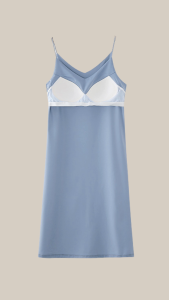 Selena Pajamas ชุดนอนเดรส เสื้อสายเดี่ยว คอวี มีบราในตัว ไม่ต้องใส่บราไม่ต้องติดซิลโคน สะดวกสบายขึ้น