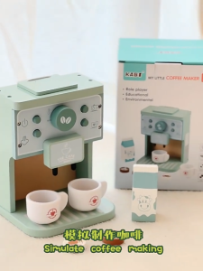 KABI Wooden Coffee Machine Toy Pretend Play Toy Mainan Coffee Machine Coffee Maker Toy Toys for Kids Girl