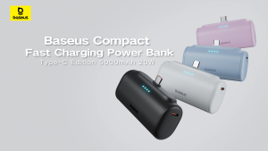 Baseus Fast Charging Power Bank with Built-in USB-C 5000mAh Portable Charger 20W for iPhone 15/15 Plus/15 Pro/15 Pro Max Sansung S22 and more
