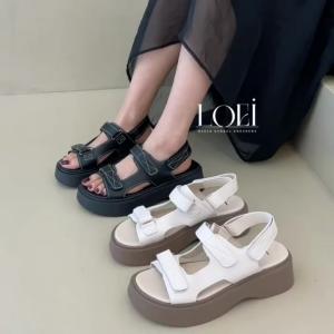 LOEI Reina Sandal Tali Wanita Sendal Gunung Wedges Tali 14430