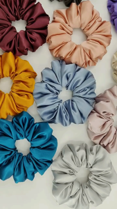 Ikat rambut cepol kain satin armani silk premium scrunchies jumbo