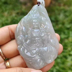 Rare Premium Quality Natural Type A Jadeite Jade crafted with Tara as a pendant with certificate weigh 46.31 grams measurement 72.7 * 46.2 * 8.3 mm (pendant194)