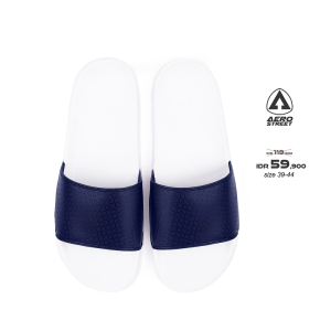 Aerostreet 39-44 Davion Putih Navy - Sandal Selop Pria Wanita BABAA