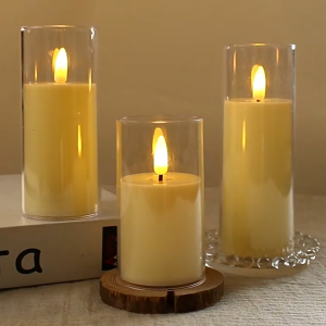 เทียนพลาสติกทำเหมือนจริงสไตล์ฝรั่งเศส เทียนอิเล็กทรอนิกส์มีครอบสูงโรแมนติก ตกแต่งห้องโรงแรมธีม ประดับทางเดินขอแต่งงานและงานแต่งงาน