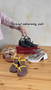 Sandal Heels Hak Tinggi Wanita Kekinian Anti Slip Gaya Minimalis Eve Chai Camou