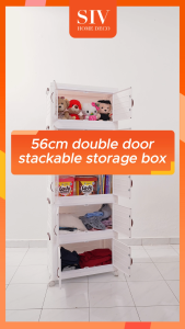 SIV 40-65cm(W)  2/3/4/5 Layers Foldable Storage Cabinet Double Doors Storage Box Stackable Storage Box