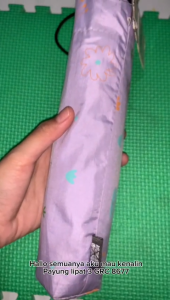 Payung Lipat 3 Bunga Daun / Full Print / Lapis Hitam UV / GRC - 8677