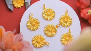 [Promotion] Authentic 18k saudi gold pawnable necklace mens and womens sunflower pendant jewelry birthday gifts