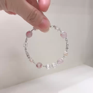 (MDK FASHION) Strawberry Crystal and Freshwater Pearls classic design magnet elegant bracelet women for gift and present lady bracelet