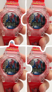 (K82) Jam Tangan Spiderman Muzik Lampu / Cartoon Light Music Kids Watch
