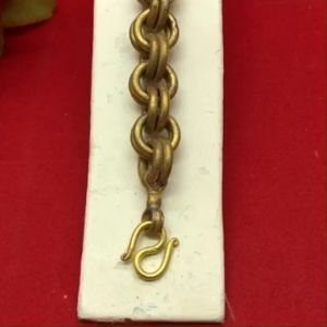 สร้อยข้อมือทองเหลืองลายห่วงคู่ ความยาว 8 นิ้ว ใส่ได้ทุกโอกาส งานดิบไม่ชุบ พร้อมส่ง