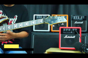 ampli gitar 2 input 5 inch banyak bonus sudah ada efek distorsi dan input aux