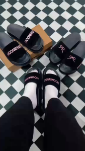 Dép quai ngang nam nữ dép MOONERISE thiết kế đơn giản chữ khâu chỉ nổi đế cao 4cm mã [ M 47 ]