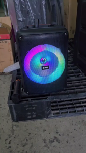 SKG KG-064 Portable Bluetooth Speaker 8" with Dual Wireless Microphones and Colorful LED Lights 1500W PMPO