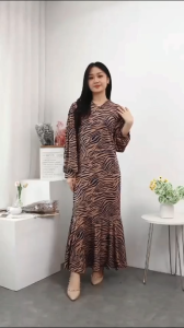 KS - Gamis Nindya Leopard Dress Busui Gamis Wanita Terbaru