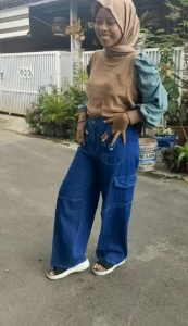 KULOT JEANS CARGO TERBARU HIGHWAIST WANITA DEWASA MUAT BB 40-80