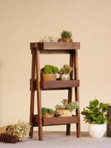 Teak Flower Rack Multi-storey Balcony Living Room Storage Rack Falling To The Ground Solid Wood Flower Rack Green Pineapple Meat Rack