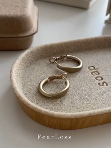 Fearless Custom Frosted Coffee Gold Earrings by Korean Niche with High-End Design for Women