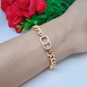 Gelang Rantai Titanium Tembaga Xuping Perhiasan Fashion Aksesoris Lapis Emas Tidak Mudah Luntur GR8