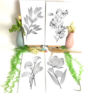 TENNESY HIASAN DINDING BUNGA FLOWER MONOCHROME 20x40CM WALL DECOR PAJANGAN KAYU POSTER DEKORASI DINDING KAMAR RUMAH