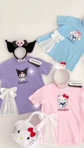 1-6Years Baby Girl Cotton Dress Korean Kids Girls T-Shirt Kuromi Hello Kitty Melody Party Dress Baju Baby Girl Princess Clothes Baju Gaun Budak Perempuan Children Girl Top Cotton Shirt 小女孩儿童公主裙库洛米衣服