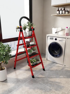 REAIM Tangga Lipat Aluminium 3/4/5/6/7 Step Tangga Lipat Multifungsi Carbon Steel Thicker Ladder