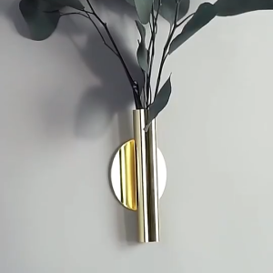 Gold Wall Flower Device Tube Vase Nordic Style Vase Flower Tube for Flower Display Decoration Holder