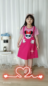 Baju Pakaian Anak Cewek Perempuan Dress kaos Katun Usia Tanggung Umur 3 4 5 6 7 8 Tahun Bordir Mouse