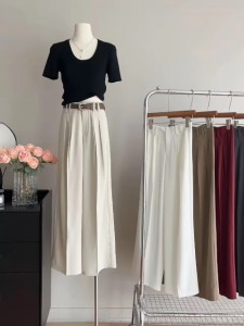 Quần Nữ 2 khuy ống suông công sở  quần đai kép nữ kiểu mới phong cách ms62 ( kèm đai )