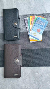 Big Capacity Long Wallet With 23 Card Slots & Magnet Button Lock For Men PU Leather 405-3